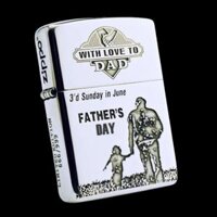 BẬT LỬA ZIPPO BẠC ĐÚC NGUYÊN KHỐI STERLING CHỦ ĐỀ CHA VÀ CON ZB45