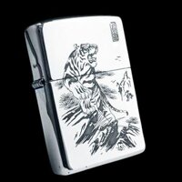 BẬT LỬA ZIPPO BẠC ĐÚC NGUYÊN KHỐI STERLING HỔ ĐỈNH SƠN BẢN GIỚI HẠN XXX/999 ZB46