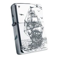 BẬT LỬA ZIPPO BẠC ĐÚC NGUYÊN KHỐI STERLING CHẶT GÓC CHỦ ĐỀ THUẬN BUỒM XUÔI GIÓ ZB16