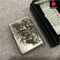 Bật Lửa Zippo Bạc Giả Cổ 121Fb Khắc Skull 10  Zippo 121Fb.Skull10