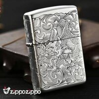 Bật Lửa Zippo Bạc Nguyên Khối Chạm Khắc Họa Tiết Rồng Nguyên Con - Bật Lửa Zippo Bạc Nguyên Khối Chạm Khắc Họa Tiết Rồng Nguyên Con