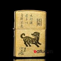 Bật lủa zippo chính hãng khắc 12 con giáp tuổi tuất - zp