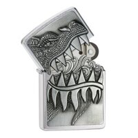 Bật lửa Zippo chrome logo nổi đầu Rồng - Made in USA