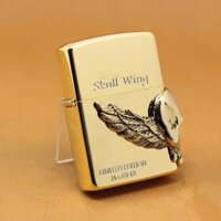 Bật lửa zippo Đầu lâu -  skull wing mạ vàng  phiên bản Limited - Zippo lighters skull wings 3 face three - dimensional badge (gold)