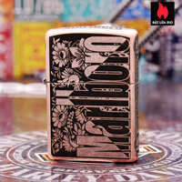 Bật Lửa Zippo Đồng Đỏ Giả Cổ 301Fb Khắc Marlboro Light 5 Mặt  Zipo 301Fb.Marl