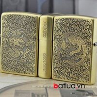 Bật lửa zippo đồng khắc rồng phượng -