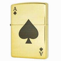 Bật lửa Zippo đồng khối khắc chủ đề lá bài Át bích