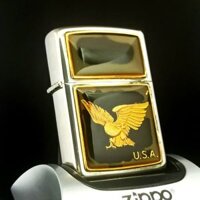 Bật Lửa Zippo Đồng Khối Mạ Chrome Bóng Emblem Dát Vàng Phủ Eboxy Đổi Mầu Theo Nhiệt Độ Rất Hiếm Chính Hãng Đời X La Mã Năm 1994 ZL446