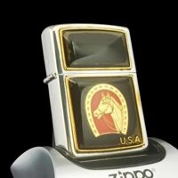 Bật Lửa Zippo Đồng Khối Mạ Chrome Bóng Emblem Dát Vàng Phủ Eboxy Đổi Mầu Theo Nhiệt Độ Rất Hiếm Chính Hãng Đời X La Mã Năm 1994 ZL451