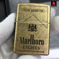 Bật Lửa Zippo Đồng Vàng Giả Cổ 201Fb Khắc Marlboro Light 5 Mặt  Zippo 201Fb.Marl