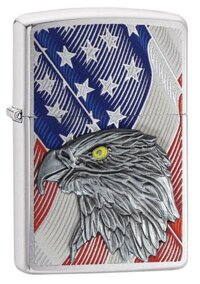 Bật lửa Zippo Emblem nổi cờ Mỹ và Đại Bàng - Made in USA