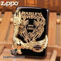 Bật lửa Zippo khắc chim ưng 1903 - Genuine zippo lighters black ice Hale gold-plated large side eagle king return