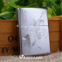 bật lửa zippo mầu bạc khắc quan công cưỡi ngựa - bật lửa zippo mầu bạc khắc quan công cưỡi ngựa