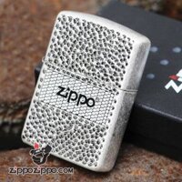Bật lửa Zippo phiên bản bạc cổ khắc mặt đá thiên thạch - Genuine ZIPPO lighter Korean version of the ancient silver armor magic eye cross