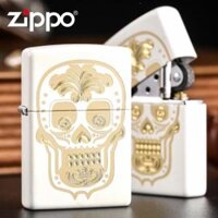 Bật lửa Zippo phiên bản Genuine mờ sơn trắng sọ vàng - Genuine ZP white dumb paint gold skeleton 14 autumn new models