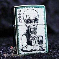 Bật lửa Zippo phiên bản Bartender Genuine - Original genuine ZIPPO lighter US version of the green ice skull man with wine