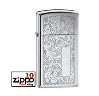 Bật lửa Zippo Slim 1652 Chrome Venetian - Chính hãng 100