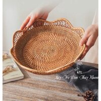 Bát mây đựng hoa quả, giỏ mây decor, khay mây đựng bánh chụp hình [ Hàng loại 1 có chân]