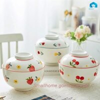 Bát mì tôm, bát hấp trứng có nắp đậy 6,5 inch đa năng phong cách Nhật Bản