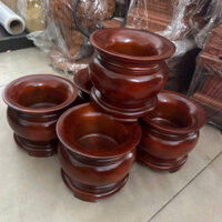 Bát nhang bàn thờ - lư hương gỗ tràm nguyên khối ngang 16cm