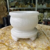 Bát Nhang, Bát Hương, Lư Hương Đá Cẩm Thạch Trắng - cao 9cm