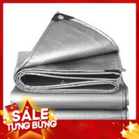 Bạt Nhựa Che Mưa - Kích Thước tuỳ chọn - Màu Bạc - May Viền Đóng Khoen Sẵn - Chống Thấm Nước