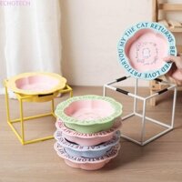 Bát nước thức ăn cho mèo ECHOTECH, Bát đựng thức ăn bằng gốm 250ML hình hoa, Bát đựng thức ăn đóng hộp chống trượt thực tế chống trơn trượt cho thú cưng cằm đen cho mèo con