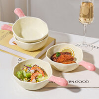 Bát nướng gốm sứ Hàn Quốc Tay cầm đơn giản Bát Salad gia đình Bộ đồ ăn