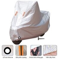 Bạt phủ bạc trùm che chắn nắng xe máy vải cao cấp phản quang chống mưa bụi bẩn chống thấm mọi loại xe