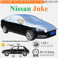 Bạt phủ nửa nóc xe ô tô Nissan Juke vải dù 3 lớp cao cấp - màu bạc
