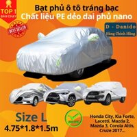 Bạt Phủ Ô Tô Tráng Nhôm Phủ Nano Chống Nắng, Bạt Trùm Xe Hơi Cách Nhiệt Cao Cấp, Hàng Chính Hãng D Danido - L