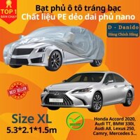 Bạt Phủ Ô Tô Tráng Nhôm Phủ Nano Chống Nắng, Bạt Trùm Xe Hơi Cách Nhiệt Cao Cấp, Hàng Chính Hãng - XL