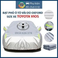 Bạt phủ xe ô tô Toyota Vios 3 lớp tráng bạc thông minh, chất liệu vải dù oxford cao cấp, áo chùm bảo vệ xe 4,5,7 chỗ
