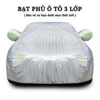 Bạt phủ xe ô tô tráng bạc may 3 lớp chống nóng hiệu quả - Có nhãn phản quang an toàn