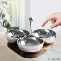 Bát phục vụ 3 ngăn Bát tráng miệng Dễ dàng làm sạch Bát kẹo tam giác chống gỉ Máy chủ ăn nhẹ cho bữa tiệc gia đình Nhà bếp