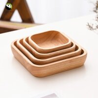 Bát Salad gỗ ALISON, Khay gỗ nguyên khối vuông Nhật Bản, Bát Sushi bền bằng gỗ cao su cổ điển đơn giản tại nhà