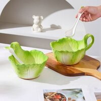 Bát salad rau gốm thời trang có tay cầm, bát đồ dùng gia đình chất lượng cao