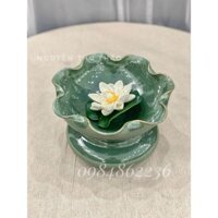 Bát sen thả hoa TẶNG KÈM ĐẾ SỨ VÀ HOA- Bát thả hoa ban thần tài men hoả biến Bát Tràng -Bát minh đường tụ thuỷ