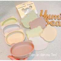Bát silicone hình Oval có đế hít, có nắp đậy  Yumi Bear