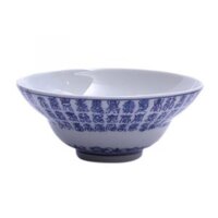 Bát sứ Chiết Yêu Bát Tràng Vẽ 100 Chữ Thọ – Men Lam Cổ