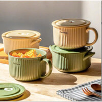 Bát sứ có nắp đậy ăn mì tôm dày, chịu nhiệt