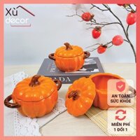 Bát sứ hình bí ngô dung tích 600ml, kiểu dáng ngộ nghĩnh, đựng súp, đựng canh hầm