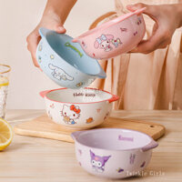 Bát sứ Kuromi Cinnamoroll chính hãng, bát hai tai, bát cơm dùng trong lò vi sóng, bát súp Hello Kitty My Melody, bát mì, bát ăn cho trẻ em, quà tặng bộ đồ ăn