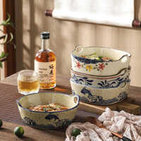 Bát sứ nướng bánh họa tiết phong cách Trung Hoa, bát sứ decor Dona Home Decor