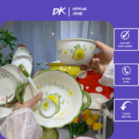 Bát Sứ, Set Bát 3 Món Hình Quả Bơ (Bát Tô Có Quai + Bát Con + Thìa) Gia Dụng ĐK