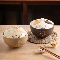 Bát Sứ, Tô Sứ Có Nắp Hình Mèo Con 550Ml Dùng Úp Mì Siêu Dễ Thương