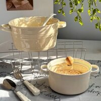 Bát súp cao cấp hai tai bát mì gốm gia dụng kem dung tích lớn mì ăn liền ins chậu súp bột ốc bát tr