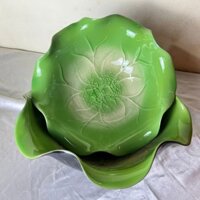 Bát Thả Hoa Sen Bát Tụ Lộc "Minh Đường Tụ Thủy" Men Thủy Tinh Xanh Bát Tràng