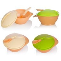 Bát & Thìa Cảm Ứng Nhiệt Kèm Nắp (màu vàng, màu lá) UP5027Y