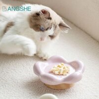 Bát thức ăn cho mèo BANGSHE, có đế bát gốm chống trượt cho mèo, Khay đựng đồ ăn nhẹ hình hoa bảo vệ cổ sáng tạo trong nhà